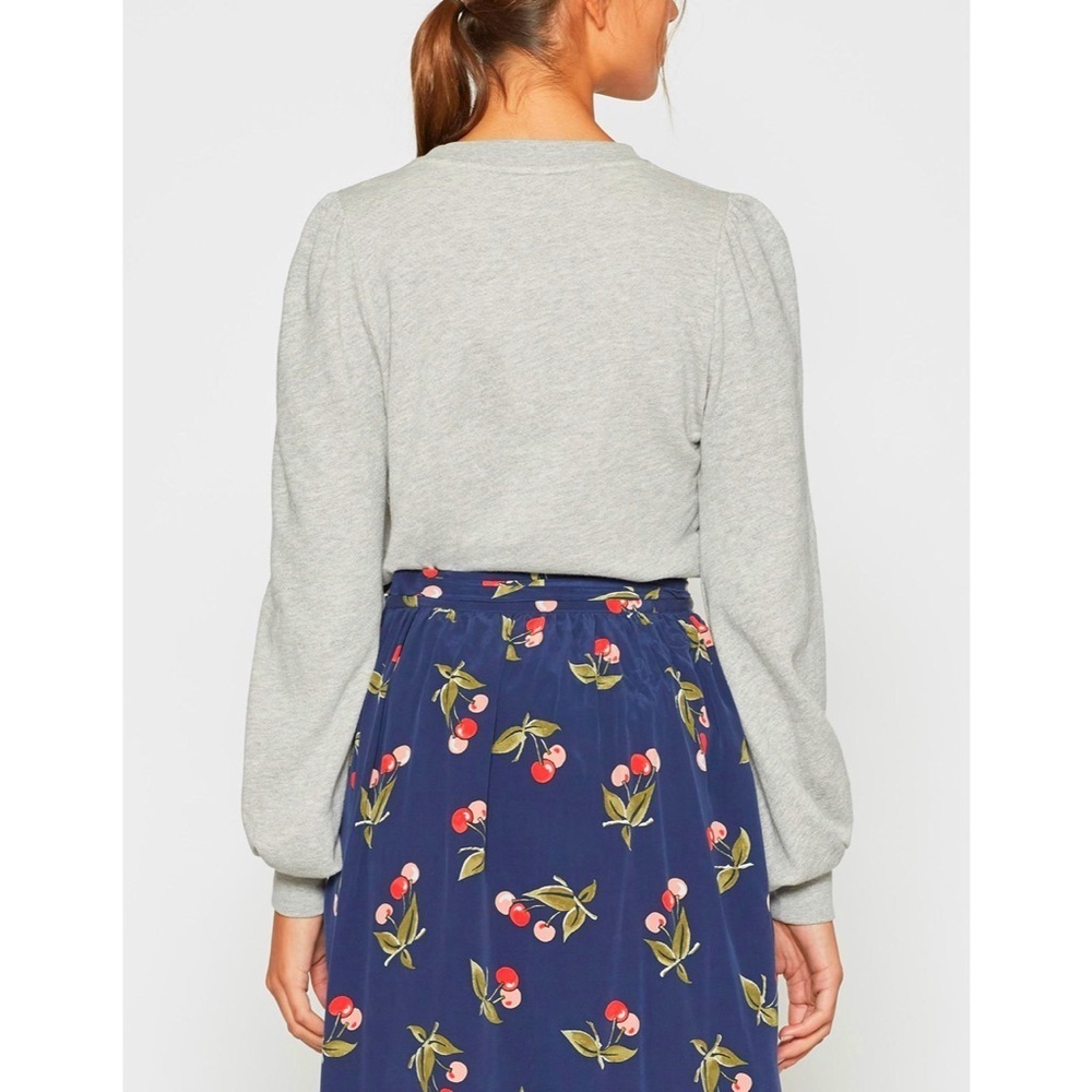 Joie Gray Cherry Embroidered Pullover Sweater Top - Picture 3 of 13